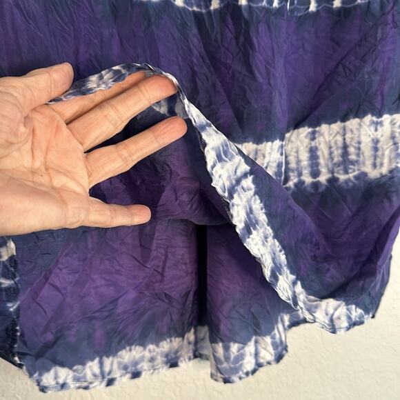 Calypso St Barth Target 100% Silk Purple Blue Tie Dye Blouse Crochet Resortwear - Picture 4 of 8